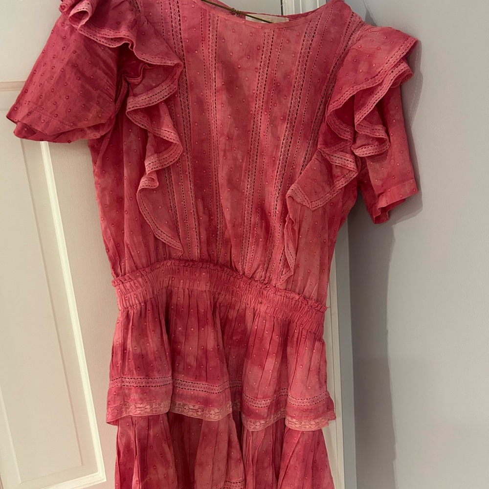 LoveShackFancy Pink Ruffle Mini Dress